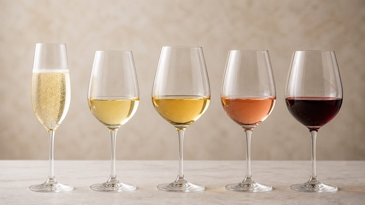 甘口の泡から軽い赤まで、飲みやすい順に並べた5つのワイン
