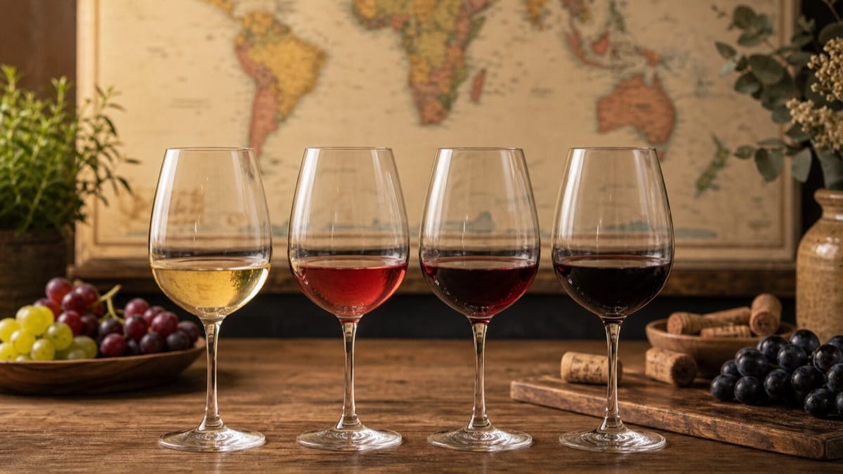 南半球4カ国のワインを飲み比べるイメージ