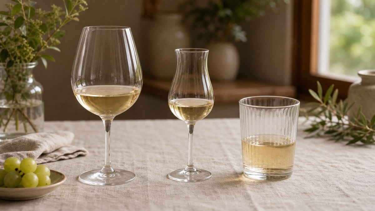 形の違う3種類のグラスで同じワインを飲み比べる比較